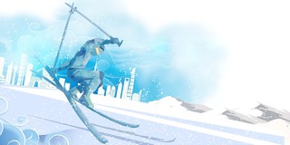 蓝色清新水彩滑冰运动员冬奥会展板背景